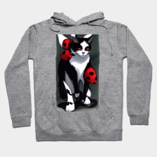 Cute Tuxedo Cat with Ladybugs Copyright TeAnne Hoodie